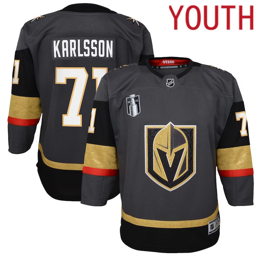 Youth Vegas Golden Knights #71 William Karlsson Black 2023 Stanley Cup Final Alternate Premier Player NHL Jersey->youth nhl jersey->Youth Jersey